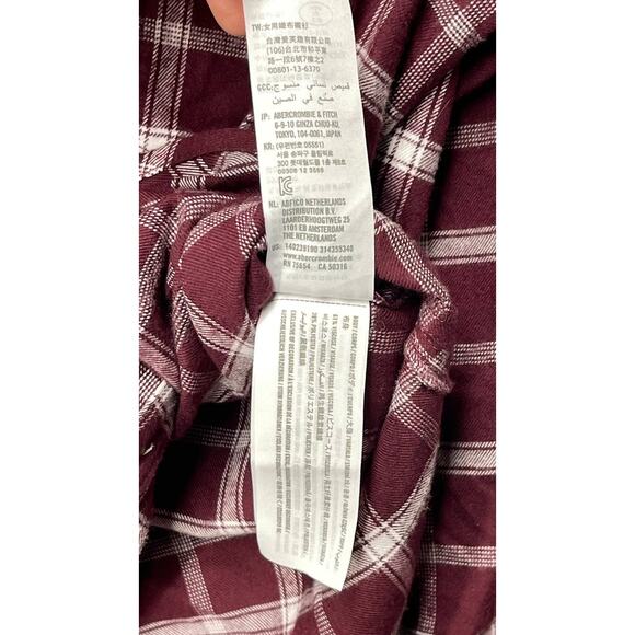 Abercrombie & Fitch Button Up Shirt Womens Red Plaid Long Sleeve Flannel Med - Picture 9 of 10